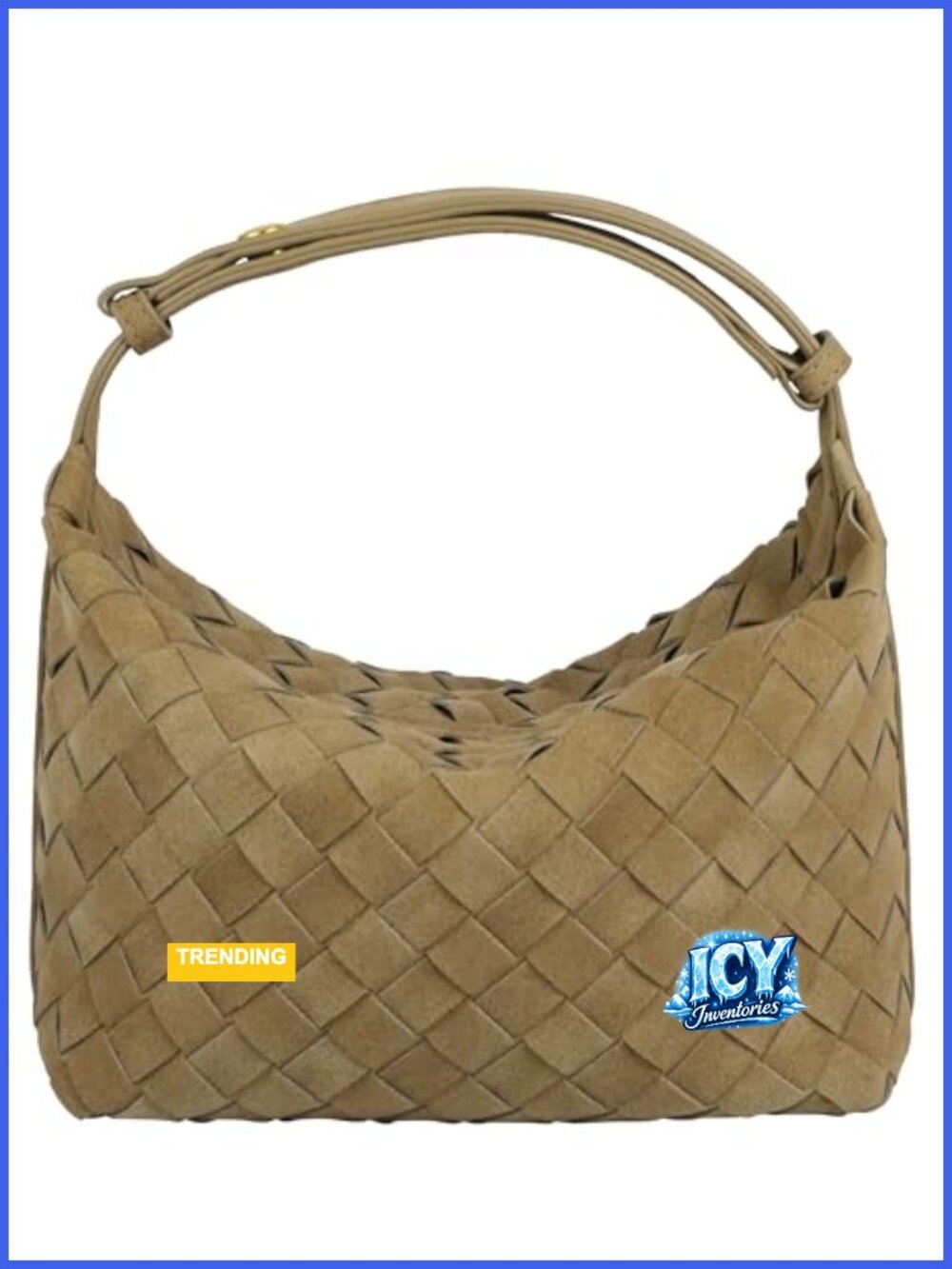 Faux Suede Woven Hobo Handbag Mini Shoulder Bag Adjustable Strap
